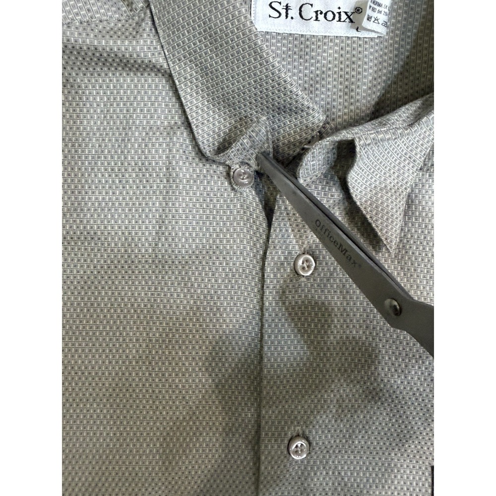 St. Croix Shirt Mens L Beige Solid Short Sleeve Button Up Cotton - Picture 5 of 7